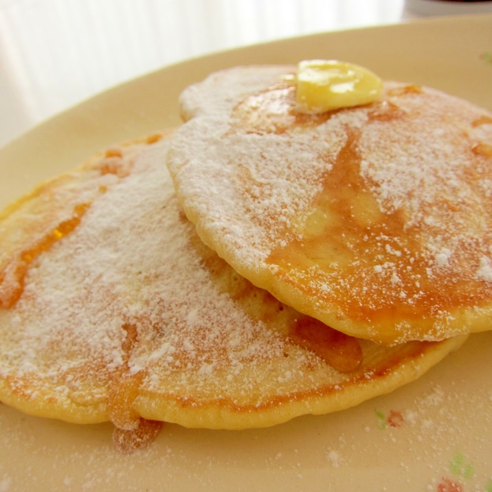 ふわふわパンケーキ❤冷蔵庫にある材料で♪ほっと一息